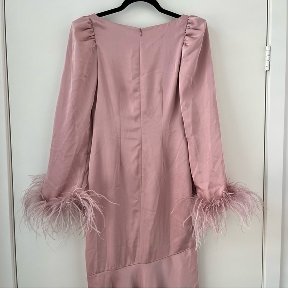 NWOT De La Vali Tupelo Satin Midi Dress Pink 4 - Picture 8 of 16